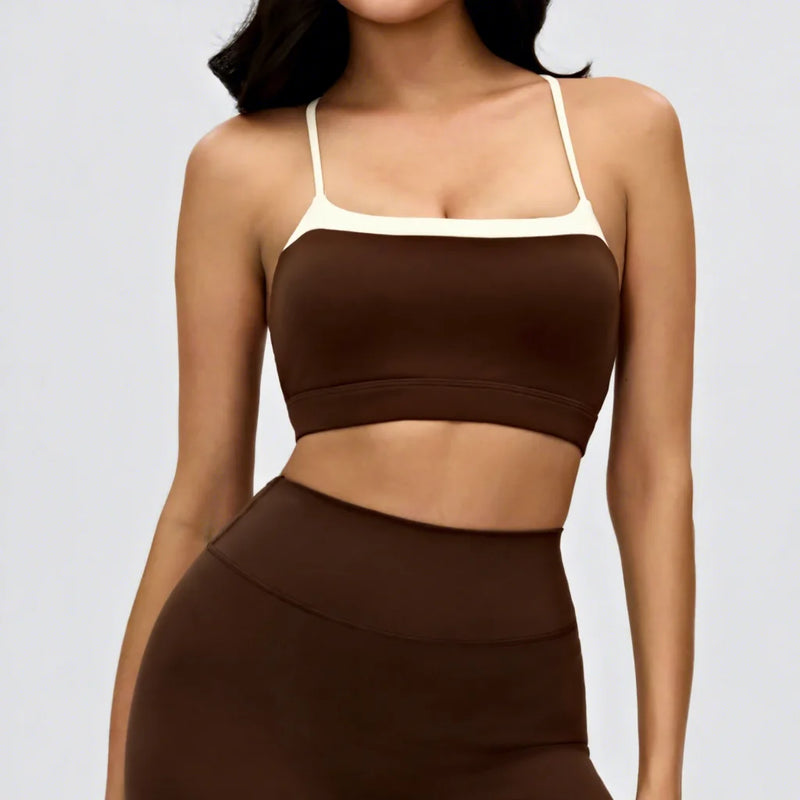 Contrast Cross-Back Yoga Bra | The Kashmere