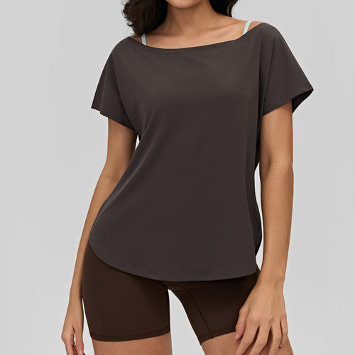 One-Shoulder Loose Fit Breathable Yoga Top | The Kashmere