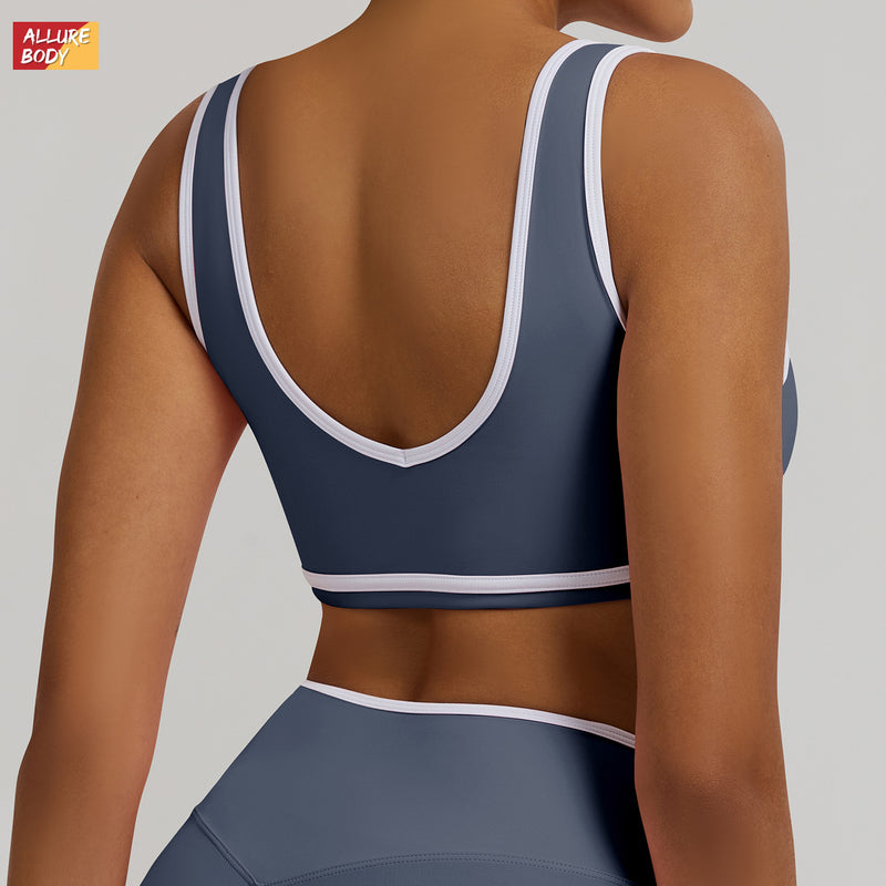 Seamless Contrast Trim Yoga Bra | Sports Bra | The Kashmere